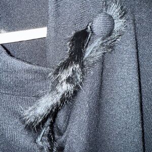 Jones New York Signature Black Wool/Angora Blendwith Rabbit Fur Trim